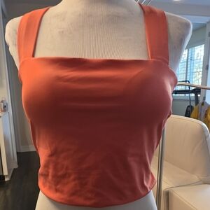 New Halara Softly Zero Padded Criss Cross Tie Waist Tank Orange Size XL